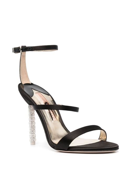 Sandalo nero tacco prezioso Sophia Webster | FAW20010BLACKSATIN